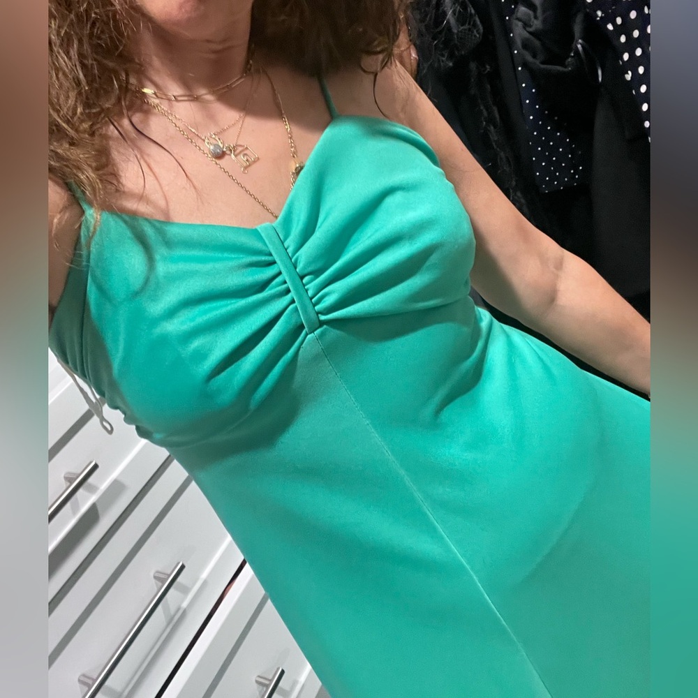 Green vintage 70s evening dress